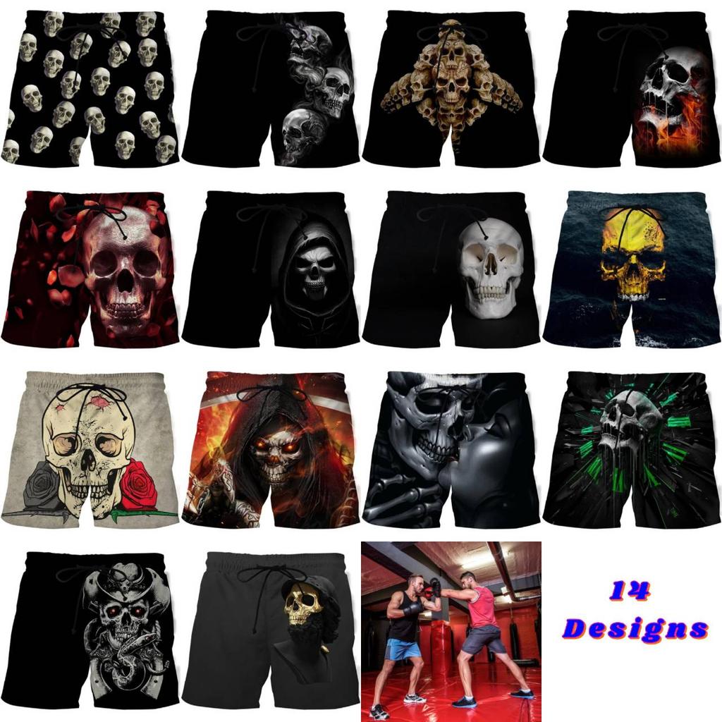 Dark Skull Ghost Horror Skeleton Boxing Shorts Pants 3D Print Fighting Training Unisex Men Women Quick Dry Fitness Gym Sport Workout Casual Streetwear