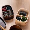 Lunch Box 3 Grids Food Grade Large Capacity Wide Application Oval Square Shape Packed Lunch BPA Free Single-layer Wood Bento Box Kitchen Accessories