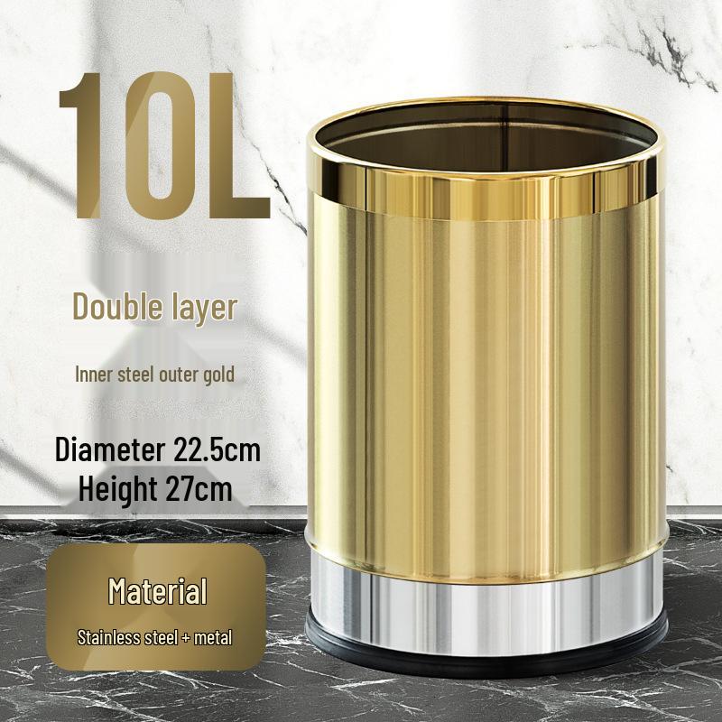Stainless Steel Swing Lid Trash Can for Home and Kitchen, Light Luxury Design for Bathroom and Living Room.