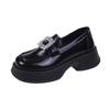 Spring New Women's Leather Shoes Korean Square Buckle Soft Bottom Shiny Patent Leather Rhinestone Leather Shoes
