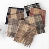 Autumn and Winter Scarf for Women Fashionable and Versatile Korean Style Plaid Warm Simple Couple Women's Scarf Student Men's Cold Proof Shawl