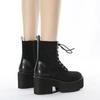 Side Zipper Martin Boots Thick-soled Front Lace-Up Women's Boots Suede Plain Board Shoes