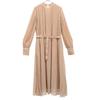 Mila Owen Long Sleeve Pleated Long Dress Beige Women Used