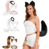 Simulation Fake Fox Wolf Tail Masquerade Party Ears Hair Hoop Novelty Tail Set  Halloween Day