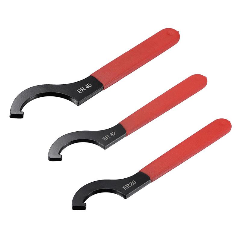 Hook Wrench Spanner For Lathe Clamping Nut N-Slip Handle Usage Black Oxidized