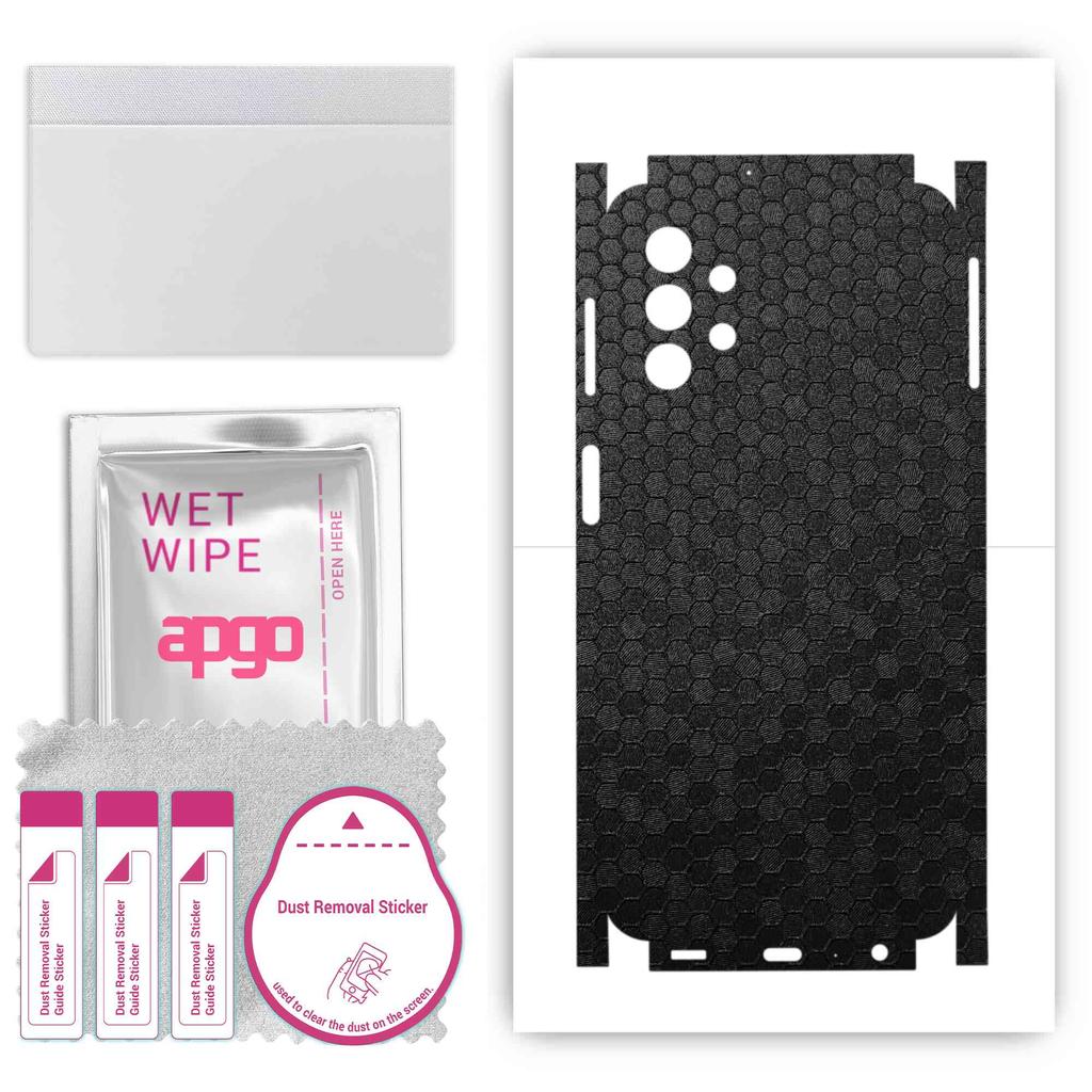 apgo Protective Skin Sticker for the Back+sides Compatible with Samsung Galaxy M32 5G, Full Wrap Film, Foil, Vinyl - Pattern Black Honeycomb