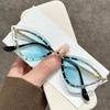 New Cat Eye Shaped Diamond Studded Sunglasses Personalized and Trendy Outdoor Sunglasses Sunscreen Party Metal Eyeglass Legs