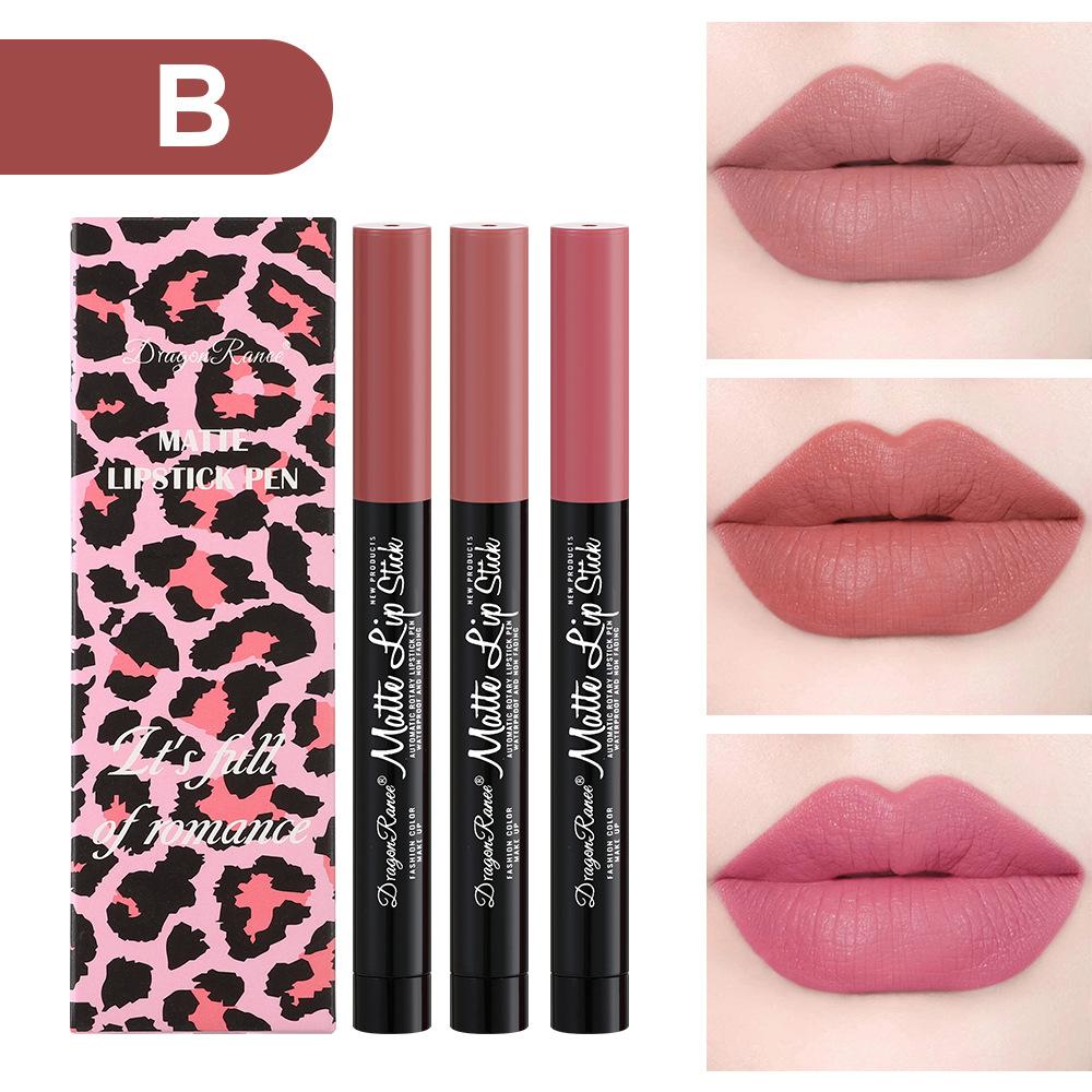 Automatic Rotation Red Pen Matte Fog Lip Balm Pen Is Not Easy To Decolor Three Sets of Box Makeup Strip Pen