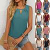 2025 Spring/Summer New Solid Color Round Neck Sleeveless Casual Short Sleeve Tank Top T-shirt