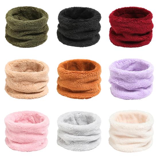 Women Scarf Solid Color Thickened Plush Soft Fabric Winter Scarf Outdoor Activities Cycling Windproof Cold Weather Scarf