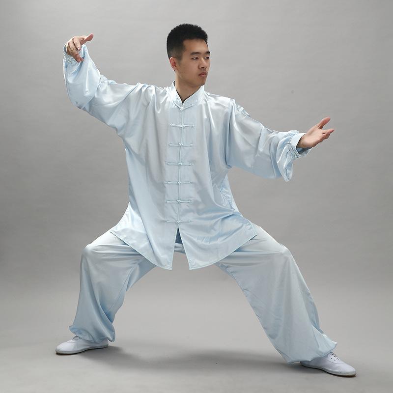 2Pcs/Set Unisex Button Placket Shirt Loose Solid Color Chinese Traditional Tai Chi Suit Kung Fu Wear Men Clothes
