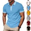 Летняя новинка мужская рубашка поло однотонная с воротником, с короткими рукавами, топ с контрастными вставками