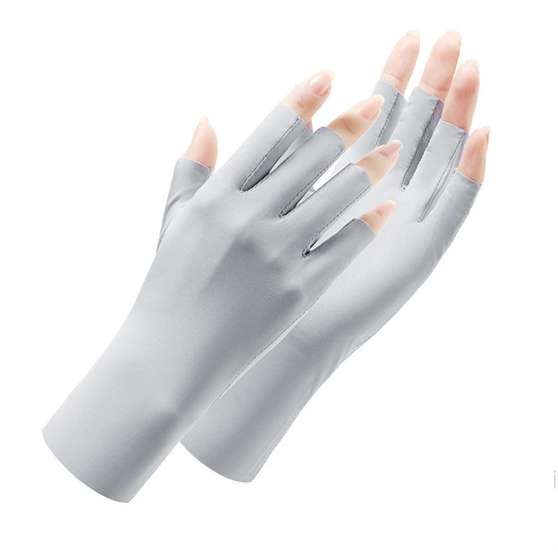 1 Pair Fingerless Gloves Summer Sunscreen Uv Protection Multicolor Gloves Woman Driving Gloves Stretch Female Touchscreen Ice