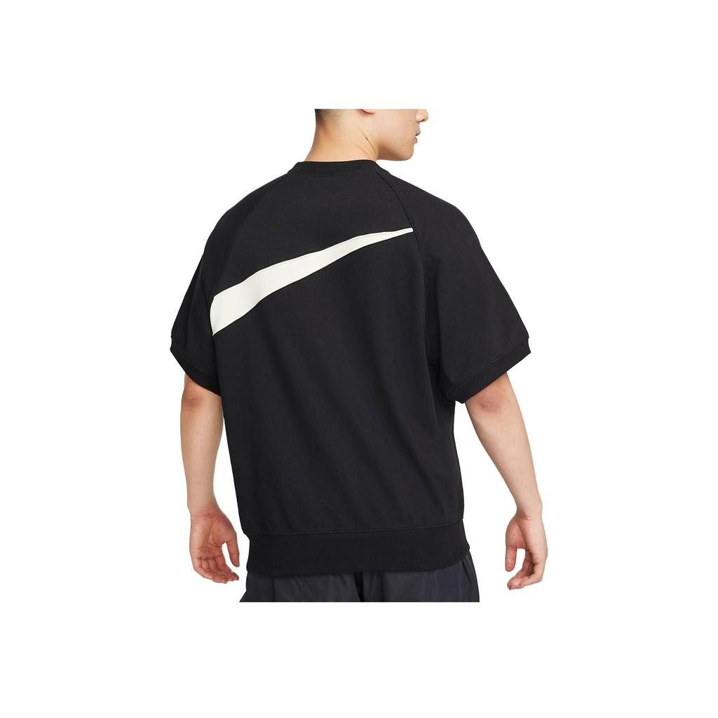 Nike Sportswear Swoosh Big Logo Print Casual Crew Neck Short Sleeve T-Shirt Men Tops Black FB7872-010