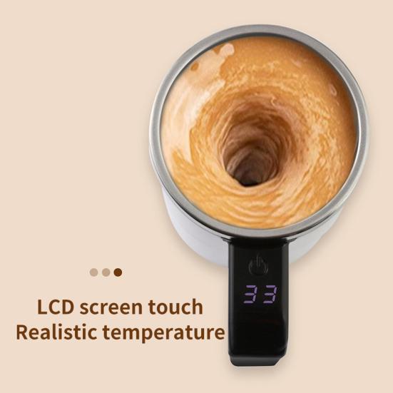 Self-Stirring Magnetic Coffee Cup with Temp Display 304 Stainless Steel Magnetic Stirrer Leak-proof Coffee Mug Drinkware