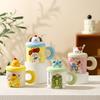 Cute Duck Mug High Looking Ceramic Water Cup with Lid To Send Girls Couple Cup Squid Cup Birthday Gift