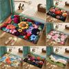 Simulated Embroidery Floral Door Mat Flannel Entrance Foyer Anti Slip and Dirt Resistant Door Mat Retro Home Decoration Rugs