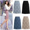 Women Lace Skirt A-Line Hollow Out Fitness SKirt Knee Length Plus SIze Skirt