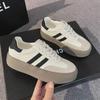 Women's 2024 Spring Dexun Thick-Soled Retro White Sneakers: Versatile Casual Sports Shoes