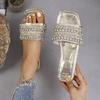 Fashion Flats Slippers Women Luxury Crystal Beach Dress Shoes Summer Sandals Women New Flip Flops Casual Slides