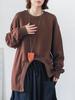 Casual Solid Color O-neck Irregular Full Sleeve Sweatshirts ZYY1038