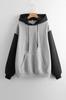 Women's Style Big Size Sweatshirt Plus Size Black Gray Hooded Overisize Sweatshirt
