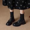 British Style Thin Boots Women's 2025 Autumn and Winter New Knitted Elastic Socks Boots Flat Short Boots Academy Style Loafers