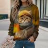 Autumn Women's Sweatshirt 3d Kawaii Cat Printed Sweater Loose O Neck Long Sleeve Top Fashion Casual Pullover 3d Animal Clothing