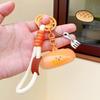 Cartoon Roast Suckling Pig Keyring Funny Toast Pretzel Keychain  Bag Hanging