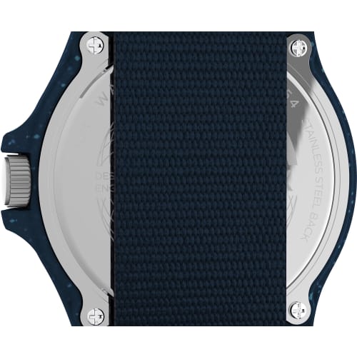 TIMEX Reclaim Ocean 40mm Watch, Black Dial, Recycled Plastic, Mineral Glass, Quartz Movement, Water Resistant To 3 ATM, Navy Blue, TW2V81800