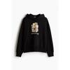 Толстовка с капюшоном HM Oversized Print, черная, компьютерная