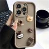 Cute 3D Bear Coffee Doughnut Phone Case For iPhone 16 11 12 13 14 15 Pro Max XR XS X 7 8 Plus SE Shockproof Silicone Soft Cover