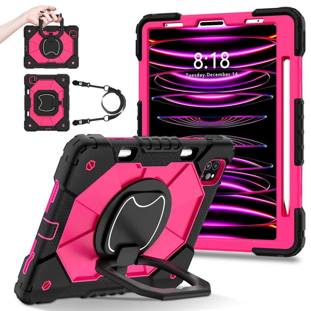 For Apple iPad Air (2020)/ iPad Air 4, 360° Rotating Grip Heavy Duty Protection Stand TPU+PC 3in1 Anti-knock Shockproof Tablets PC Case