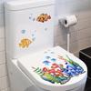 Plants Fish Pattern Toilet Sticker Self-adhesive Toilet Lid Decals for Bathroom Decor