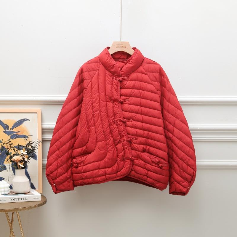 Women Winter Casual Lady Loose Solid White Duck Down Coat Light Puffer Parka Outwear Women Stand Collar Single Breasted Coat