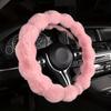Soft Pink Fluffy Steering Wheel Cover Non-Slip Universal Fit Car Interior Accessory with Stylish Grip