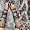 Dot Semi Sheer Stretch Lace Long Tulle Gloves Mesh Female Ball Gown Black Women