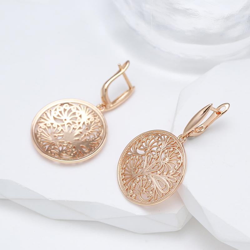 Hollow Embossed Round Large Dangle Earrings for Women Ethnic Daily Vintage Jewelry Statement Accessories