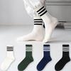 Spring and Autumn Mid-calf Socks, Black and White Striped Basketball Socks, Combed Cotton Couple Socks, Sports Running Socks, Long Calf