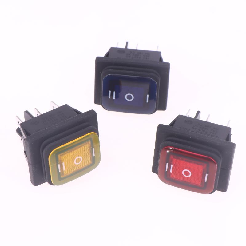 1 Piece T85 6Pin On Off On 12V 220V Red Green Blue Light Kcd4 Heavy Duty 16A 250Vac 30X22Mm Waterproof Rocker Push Switch