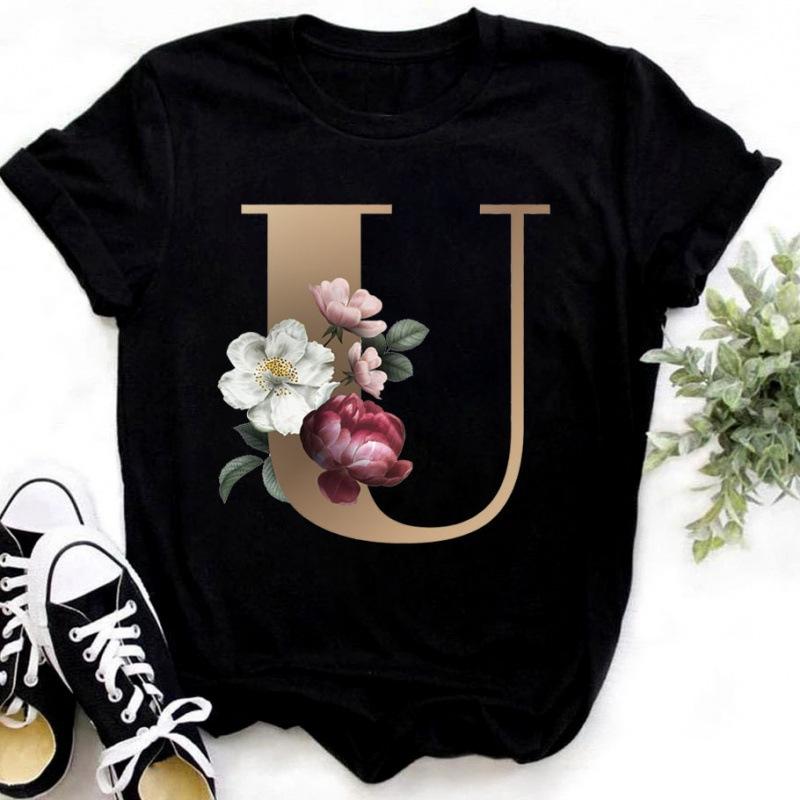 Summer Women's Fashionable Simple Floral Letter Printed Pure Cotton Short Sleeved Women's T-Shirts Women’s