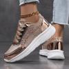 Fashion Women Shoes Bling Silver Shoes Shining Sneakers Trend Casual Breathable Sneakers
