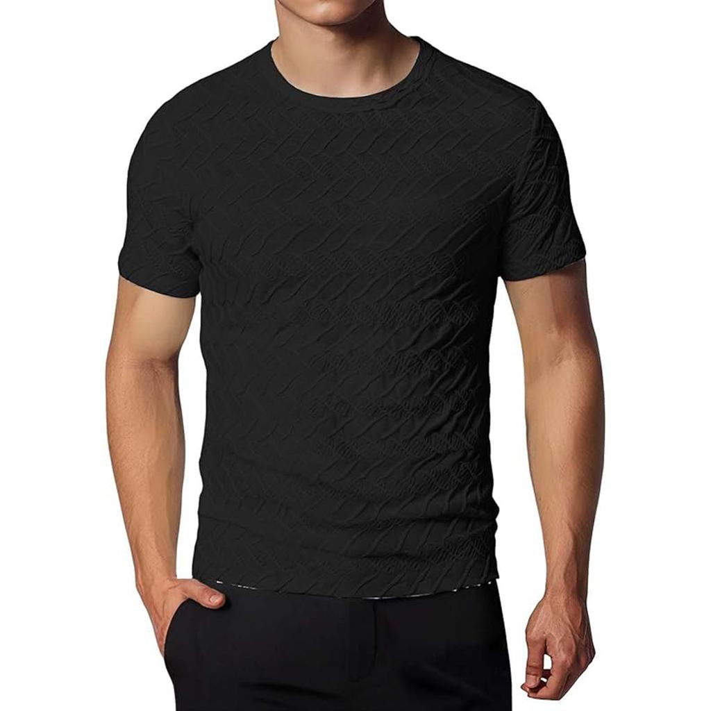 Men's Summer Fashion Round Neck Tops Casual Loose Short Sleeve T-shirt