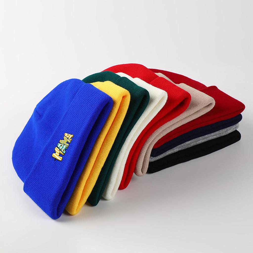 Шапка-бини вязаная зимняя "MAMA", женская шапка, теплая, универсальная, хип-хоп, с помпоном, вязаная шапка-бини