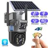 4G SIM Outdoor Camera 8MP WiFi with Solar Panel V380 Double Lens AI Auto Tracking Night Vision Two Way Audio CCTV Security Protection