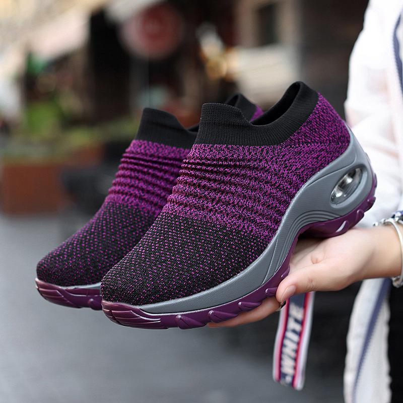 Plus-size Women's Shoes Air-cushioned Fly-woven Sports Shoe Covers Foot Shoes Fashionable Casual Shoes Sock Shoes
