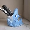 Shark Shape Pen Holder Stable Non-Slip Design Storage Box Large Capacity Stationery Makeup Brush Toothbrush Organizer