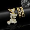 Rhinestone Pendant Necklace Bear Shape Bling Bling Necklaces New Hip Hop Necklace  For Men Women