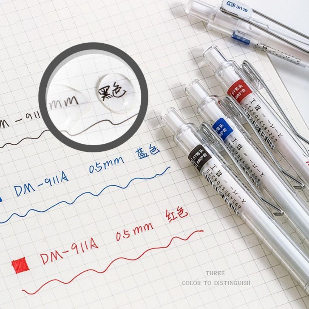 0.5MM ST Tip Neutral Pen Black/Red/Blue Ink Ballpoint Pen Transparent Writing Tools Student