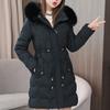 Winter Long Jackets for Women New Fashion Faux Fur Collar Slim Padded Coats Ladies Hooded Korean Style Winter Parkas